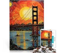 Puzzles pour Adultes 1000 Pont du Golden Gate Fait de Papier,pour Les 14 Ans et Plus Jouets éducatifs et d'apprentissage Jeux familiaux Une œuvre d'art。Taille:26x38cm/10.24x14.96pouce