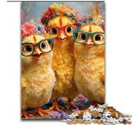 Puzzles pour Adultes 1000 Puzzle Trois Petits Poulets en Carton Parfait pour la décoration de la Maison et du Bureau, Les fêtes, Les Anniversaires et Les Cadeaux de Vacances Taille 38x26CM