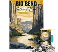Puzzles pour Adultes 1000 Puzzles Affiche du Parc National de Big Bend Activités Amusantes à la Maison Jeux familiaux Anti-Stress pour Les 14 Ans et Plus (50x75cm)