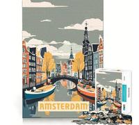 Puzzles pour Adultes 1000 Puzzles Amsterdam Exact Cut Art Focus Jeu Amusant et Relaxant Décoration Murale de Noël (50x75cm)