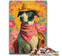 Puzzles pour Adultes 1000 Puzzles Art de Chien Cow-Girl pour 14+ Jeu de défi Unique Jeux de Famille Cadeaux d'anniversaire de Noël 50x75cm