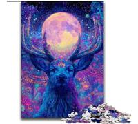 Puzzles pour Adultes 1000 Puzzles Art psychédélique visionnaire de cerf, activités familiales Amusantes à la Maison, Cadeau d'anniversaire, Cadeaux de Voyage 50x75cm