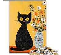 Puzzles pour Adultes 1000 Puzzles artistiques Abstraits de Chat Noir pour Adultes 26x38cm Casse-tête et décoration intérieure, Cadeau de Vacances idéal