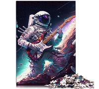 Puzzles pour Adultes 1000 Puzzles Astronaute Jouant de la Guitare Puzzle en Bois Stimulant et Difficile 50x75 cm