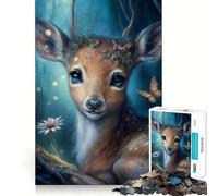 Puzzles pour Adultes 1000 Puzzles Beau Petit Chevreuil Art Découpé avec précision Jouet Créatif Relaxation Temps de Jeu Motif de Noël Art (38 x 52 cm)