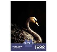 Puzzles pour Adultes 1000 Puzzles Black and Gold Swan Puzzles pour Adolescents Jeux Amusants Course De Vitesse Manuelle Offrez-Leur des Cadeaux pour Toute La Famille 70x50cm/1000pcs