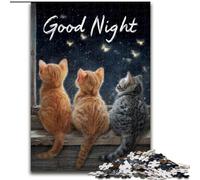Puzzles pour Adultes 1000 Puzzles Bonne Nuit Kitty Soulagement du Stress Défi Difficile Idéal comme Cadeau pour Toute la Famille 50x75cm
