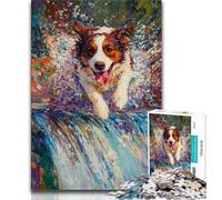 Puzzles pour Adultes 1000 Puzzles Border Collie Courant, activités familiales Amusantes à la Maison, Cadeau d'anniversaire, Cadeaux de Voyage 50x75cm