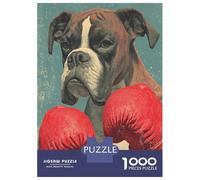 Puzzles pour Adultes 1000 Puzzles Boxer Dog with Boxing Gloves Puzzles pour Adolescents Jeux Amusants Course De Vitesse Manuelle Offrez-Leur des Cadeaux pour Toute La Famille 38x26cm/1000pcs