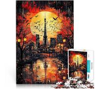 Puzzles pour Adultes 1000 Puzzles Crépuscule Cramoisi Fait de Papier，pour Les 14 Ans et Plus Vacances Anti-Stress à la Maison Tuer Le Temps Cadeaux d'anniversaire et de Noël Uniques。Taille：26x38cm