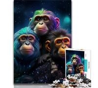 Puzzles pour Adultes 1000 Puzzles de gorilles du Ciel étoilé pour Adolescents Jouets de Jeu stimulants décoration Murale Cadeaux d'anniversaire et de Noël Uniques 75x50cm