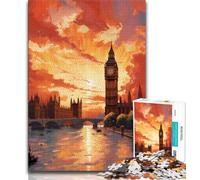 Puzzles pour Adultes 1000 Puzzles de paysages urbains de Londres pour Adolescents Jeu Stimulant pour Tous Les âges pour Femmes Cadeaux pour Hommes 38x26cm