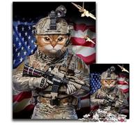 Puzzles pour Adultes 1000 Puzzles de Soldat d'élite Tabby Cat pour Adultes Cadeau Parfait pour la Famille et Les Amis, Convient aux 14 Ans et Plus 50x75cm/19,68x29,52 Pouces
