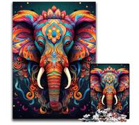 Puzzles pour Adultes 1000 Puzzles d'éléphants colorés pour Adultes, Parfaits pour Les réunions de Famille, Les Anniversaires et Les Vacances 26x38cm/10,23x14,96 Pouces