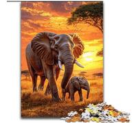 Puzzles pour Adultes 1000 Puzzles d'éléphants d'Afrique 1000 pièces pour Adultes Convient pour Les Anniversaires, Halloween, Thanksgiving, Pâques (Taille 26x38cm)