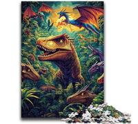 Puzzles pour Adultes 1000 Puzzles Dinosaure Aidez Le Cerveau à exercer Jouets addictifs pour cultiver la Patience Décoration Parfaite 26x38cm