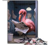 Puzzles pour Adultes 1000 Puzzles Flamingo lisant Un Journal Taille : 38x26cm pour Adolescents et familles, décoration DIY Parfaite et défi cérébral