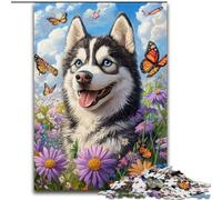 Puzzles pour Adultes 1000 Puzzles Fleurs Husky, pour et 14 Ans et Plus pour Jeu éducatif défi Jouet Cadeau pour Les Anniversaires 26x38cm