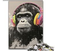 Puzzles pour Adultes 1000 Puzzles Gorille avec Casque, Anti-Stress Staycation Kill Time Enhance Love Between Couples 50X75CM