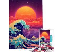 Puzzles pour Adultes 1000 Puzzles Great Wave Retro Fun Activities at Home for Family Fun Hands-on Game for and 14 Years and Over (38x52cm)