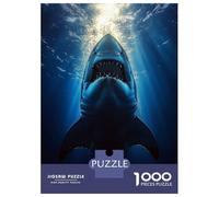 Puzzles pour Adultes 1000 Puzzles Great White Shark Underwater Portrait Puzzles pour Adolescents Jeux Amusants Course De Vitesse Manuelle Offrez-Leur des Cadeaux pour Toute La Famille 52x38cm/1000pcs