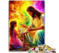 Puzzles pour Adultes 1000 Puzzles Jésus et la Petite Fille Jeux éducatifs Décoration de la Maison Jeu éducatif pour Anniversaire, Noël 50x75cm