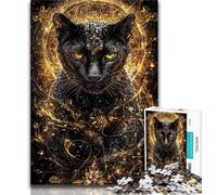 Puzzles pour Adultes 1000 Puzzles Léopard Noir doré, activités familiales Amusantes à la Maison, Cadeau d'anniversaire, Cadeaux de Voyage 38x26cm