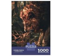 Puzzles pour Adultes 1000 Puzzles Lion Deer Forest Magical Puzzles pour Adultes Jeux Relaxants Décoration Parfaite Aide À Stimuler Le Cerveau 52x38cm/1000pcs