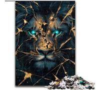 Puzzles pour Adultes 1000 Puzzles Lion Noir et Or Jeu Stimulant et Jeu Familial Décoration Murale Cadeaux d'anniversaire et de Noël Uniques (Taille 50x75cm)
