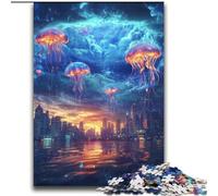 Puzzles pour Adultes 1000 Puzzles Méduses cosmiques, Anti-Stress, défi Difficile, Chaque pièce est Unique - Jeu Familial Stimulant et Amusant 38x52cm