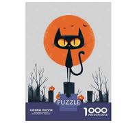 Puzzles Pour Adultes 1000 Puzzles Moonlit Curse - Black Cat Halloween Art Puzzles Pour Adolescents Jeux Amusants Course De Vitesse Manuelle Offrez-leur Des Cadeaux Pour Toute La Famille 52x38cm/1000pc