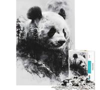 Puzzles pour Adultes 1000 Puzzles Panda Double Exposition Lune Activités Amusantes à la Maison pour Toute la Famille Jeu Pratique pour Les 14 Ans et Plus (38x26cm)