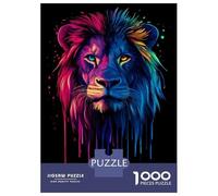 Puzzles pour Adultes 1000 Puzzles Pop Art Rainbow Lion Portr Puzzles pour Adolescents Jeux Amusants Course De Vitesse Manuelle Offrez-Leur des Cadeaux pour Toute La Famille 70x50cm/1000pcs