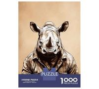 Puzzles pour Adultes 1000 Puzzles Rhino Animals Coffee Puzzles pour Adultes Jeux Relaxants Décoration Parfaite Aide À Stimuler Le Cerveau 70x50cm/1000pcs