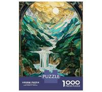 Puzzles pour Adultes 1000 Puzzles Stained Glass Waterfall Puzzles pour Adolescents Jeux Amusants Course De Vitesse Manuelle Offrez-Leur des Cadeaux pour Toute La Famille 38x26cm/1000pcs