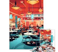 Puzzles pour Adultes 1000 Puzzles sur Le thème des diners américains Vintage Jeu éducatif de Course de Vitesse Manuelle à Domicile pour Les 14 Ans et Plus 50x75cm