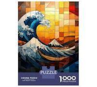 Puzzles Pour Adultes 1000 Puzzles The Great Wave Stained Glass Mosaic Artwork Puzzles Pour Adolescents Jeux Amusants Course De Vitesse Manuelle Offrez-leur Des Cadeaux Pour Toute La Famille 70x50cm/10