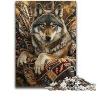 Puzzles pour Adultes 1000 Puzzles Totem de Loup Jeux éducatifs Décoration de la Maison Jeu éducatif pour Anniversaire, Noël 50x75cm