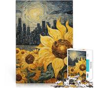 Puzzles pour Adultes 1000 Puzzles Tournesols Devant la Ville ，Convient aux Personnes âgées de 14 Ans et Plus Décoration d'intérieur Meilleur Cadeau pour Les Adultes et Les Adolescents。