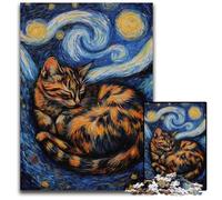 Puzzles pour Adultes 1000 Puzzles Van Gogh Night Sky Black Cat Puzzle Jouets éducatifs d'apprentissage, est idéal comme Cadeau pour Toute la Famille pour Les 14 Ans et Plus 50X75CM