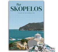 Puzzles pour Adultes 1000 Puzzles Visitez Skopelos Jeux éducatifs Décoration de la Maison Jeu éducatif pour Anniversaire, Noël (Taille 38x26cm)
