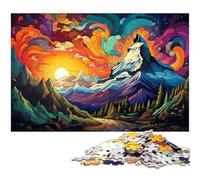 Puzzles pour Adultes 1000 Pyramides mayas psychédéliques colorées dans Le désert Puzzles pour Adultes Puzzle en Bois pour Enfants Jouet éducatif d'apprentissage 1000 pièces (75 x 50 cm)
