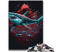 Puzzles pour Adultes 1000 Requins colorés pour Jeu éducatif, Jouet de défi, idéal comme Cadeau pour Toute la Famille 26x38cm