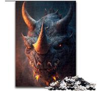 Puzzles pour Adultes 1000 rhinocéros démoniaques en Bois, Jouets Cadeaux éducatifs intellectuels décompressants Amusants Jeu Familial 50x75cm pour Jeu interactif Familial