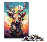 Puzzles pour Adultes 1000 Robot Deer par SplattersLots de Puzzles épais et colorés pour Cadeaux de Noël en Bois 75x50cm
