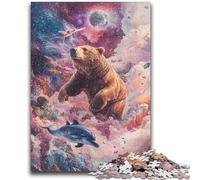 Puzzles pour Adultes 1000 Rose Brown Bear Convient aux 14 Ans et Plus Jeux familiaux Offrez des Cadeaux pour Toute la Famille 50x75cm