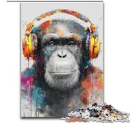 Puzzles pour Adultes 1000 Singes avec Casque, Jeu Familial interactif, pour Les fêtes, Jeu d'activités familiales (Taille 26x38cm)