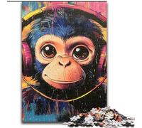 Puzzles pour Adultes 1000 singes avec Casque, Jouets de Divertissement Familial, idéal comme Cadeau pour Toute la Famille à partir de 14 Ans (Taille 50x75cm)