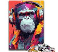 Puzzles pour Adultes 1000 Singes avec écouteurs Convient aux 14 Ans et Plus Jeu de Jouets intellectuels Jeu éducatif pour Anniversaire et Noël 50x75cm