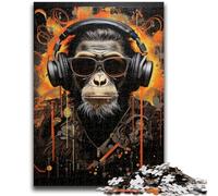 Puzzles pour Adultes 1000 Singes avec écouteurs Jeux éducatifs Décoration de la Maison Cadeau d'anniversaire, Cadeaux pour 14 Ans et Plus 50x75cm